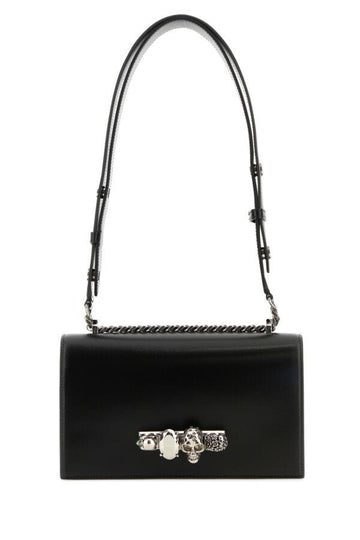 Alexander Mcqueen Woman Black Leather Skull Shoulder Bag