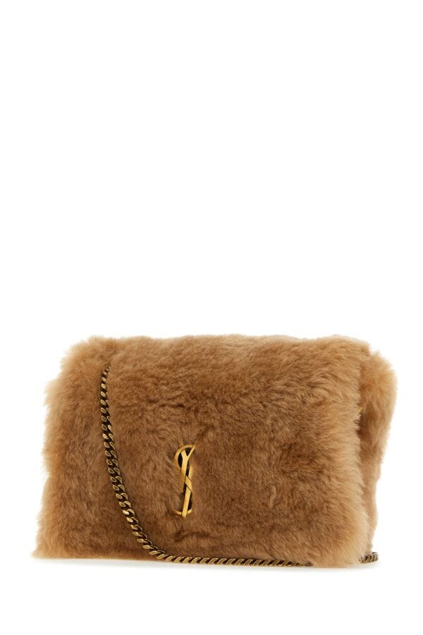 Saint Laurent Woman Camel Shearling Small Kate Shoulder Bag