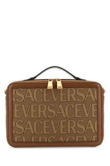 Versace Man Embroidered Canvas Versace Allover Handbag