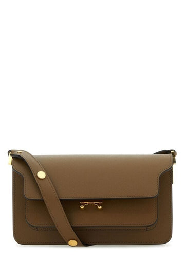 Marni Woman Brown Leather Trunk E/W Shoulder Bag