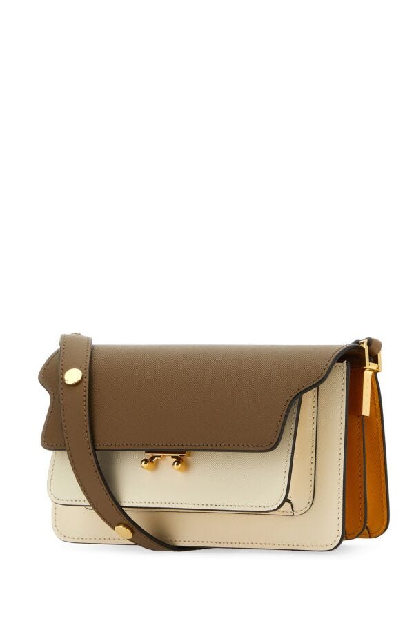 Marni Woman Two-Tone Leather Mini Trunk Soft Shoulder Bag