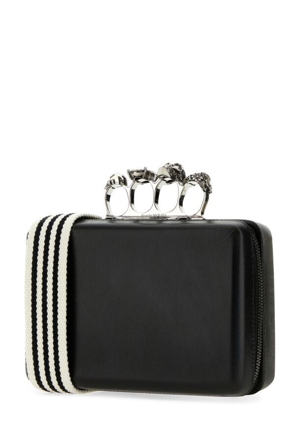 Alexander Mcqueen Man Black Leather The Knuckle Handbag