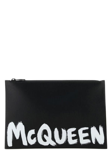 Alexander Mcqueen Man Black Leather Clutch