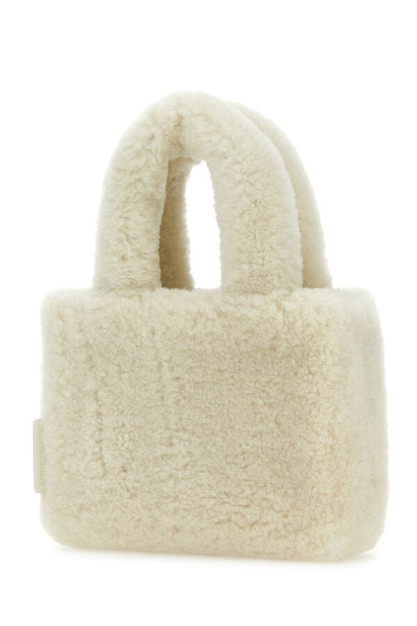 Amina Muaddi Woman Ivory Shearling Amini Giuly Handbag