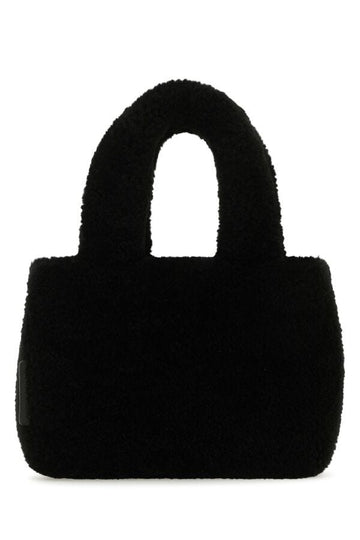 Amina Muaddi Woman Black Shearling Amini Giuly Handbag