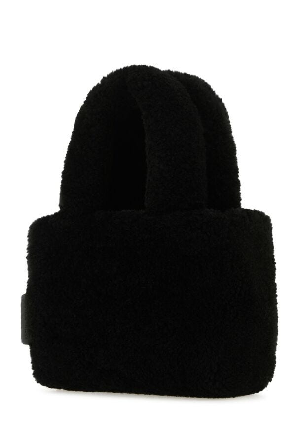 Amina Muaddi Woman Black Shearling Amini Giuly Handbag