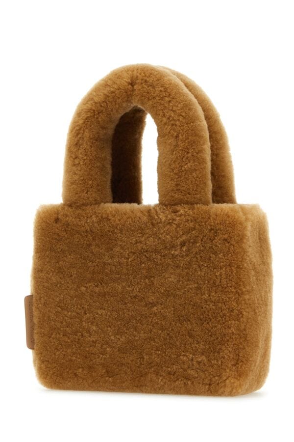 Amina Muaddi Woman Camel Shearling Amini Giuly Handbag