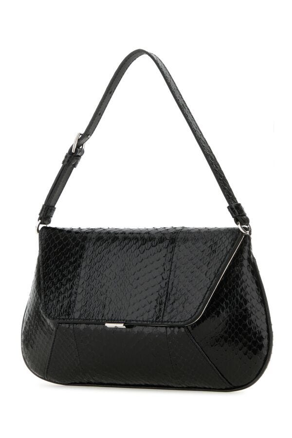 Amina Muaddi Woman Black Leather Ami Handbag