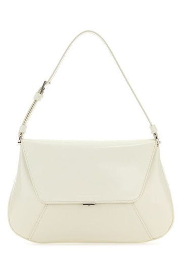 Amina Muaddi Woman Black Leather Ami Shoulder Bag