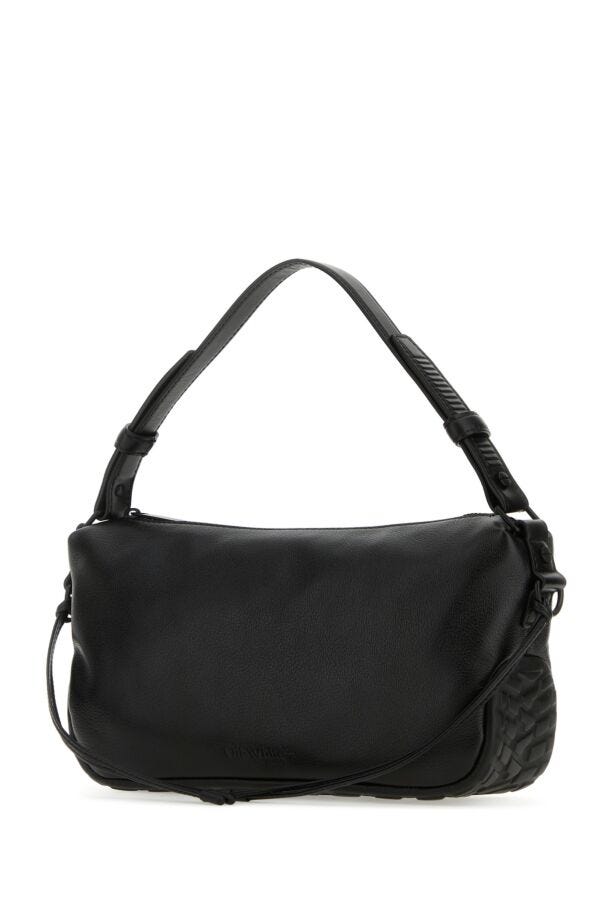 Off White Man Black Leather Biker Tire Shoulder Bag