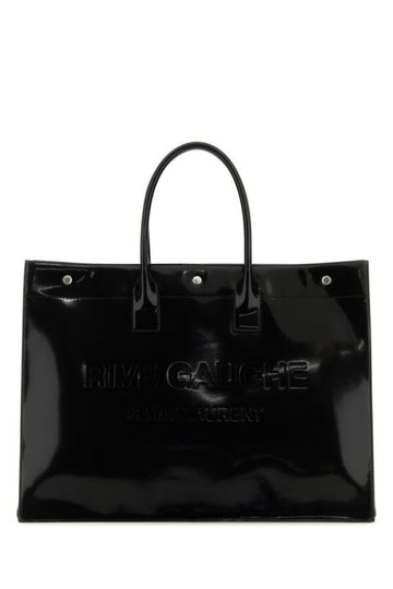 Saint Laurent Man Black Leather Large Rive Gauche Shopping Bag