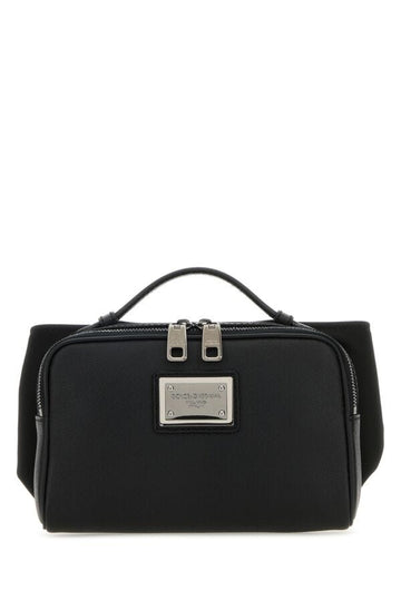 Dolce & Gabbana Man Black Leather And Nylon Belt Bag