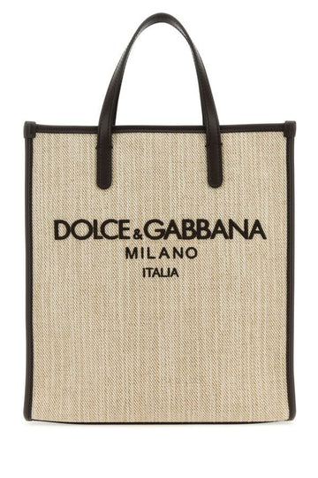 Dolce & Gabbana Man Sand Canvas Small Shopping Bag