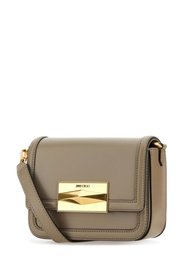 Jimmy Choo Woman Dove Grey Leather Diamond Crossbody Bag