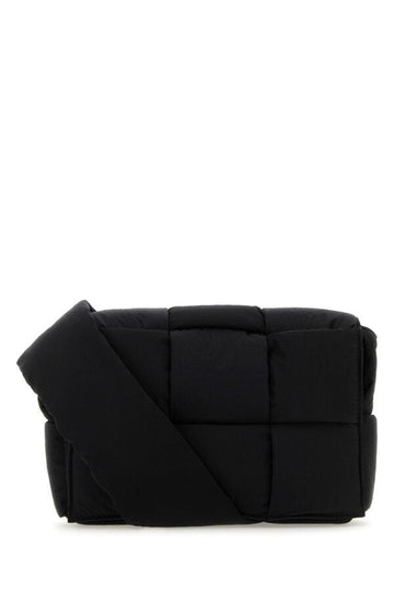 Bottega Veneta Man Black Fabric Cassette Crossbody Bag