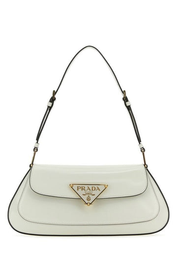 Prada Woman White Leather Shoulder Bag