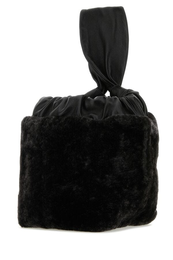 Jil Sander Woman Black Shearling Clutch