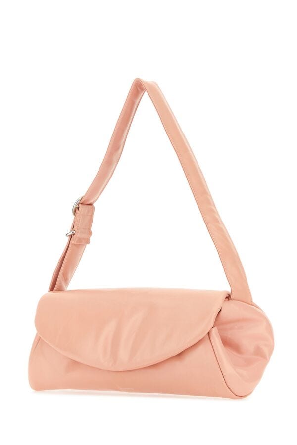 Jil Sander Woman Pink Leather Cannolo Grande Shoulder Bag