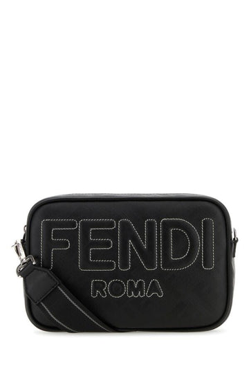 Fendi Man Black Fabric And Leather Shadow Crossbody Bag