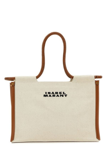 Isabel Marant Woman Melange Ivory Canvas Toledo Shopping Bag