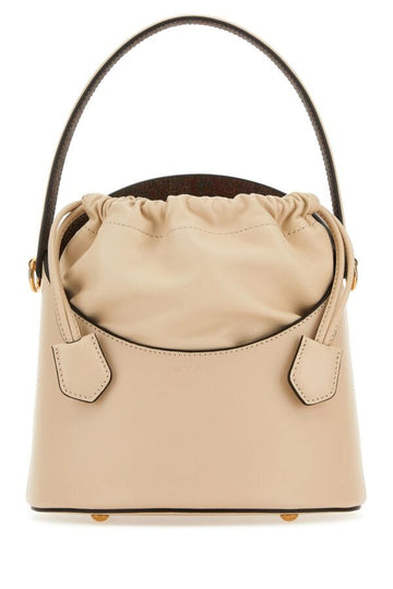 Etro Woman Ivory Leather Saturno Bucket Bag