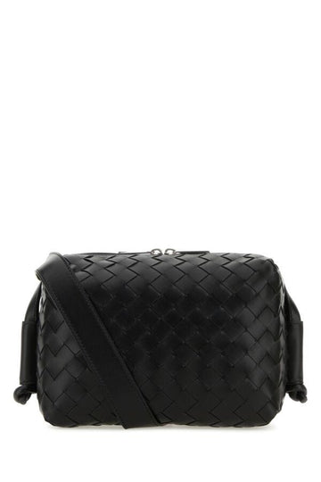 Bottega Veneta Man Black Leather Loop Crossbody Bag