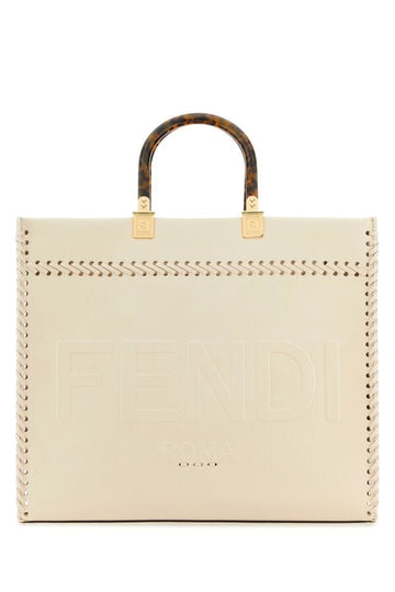 Fendi Woman Ivory Leather Medium Sunshine Shopping Bag
