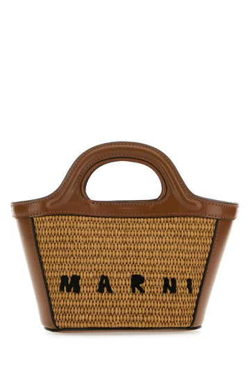 Marni Woman Two-Tone Leather And Straw Tropicalia Handbag