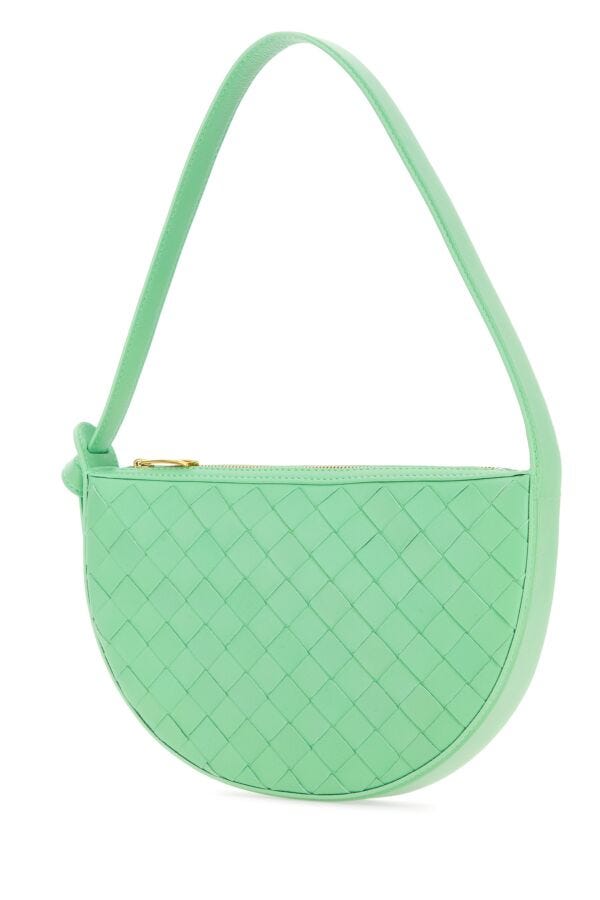 Bottega Veneta Woman Mint Green Leather Mini Sunrise Shoulder Bag