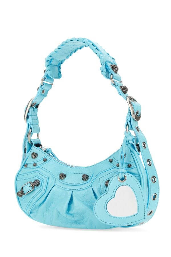Balenciaga Woman Light Blue Nappa Leather Le Cagole Xs Shoulder Bag
