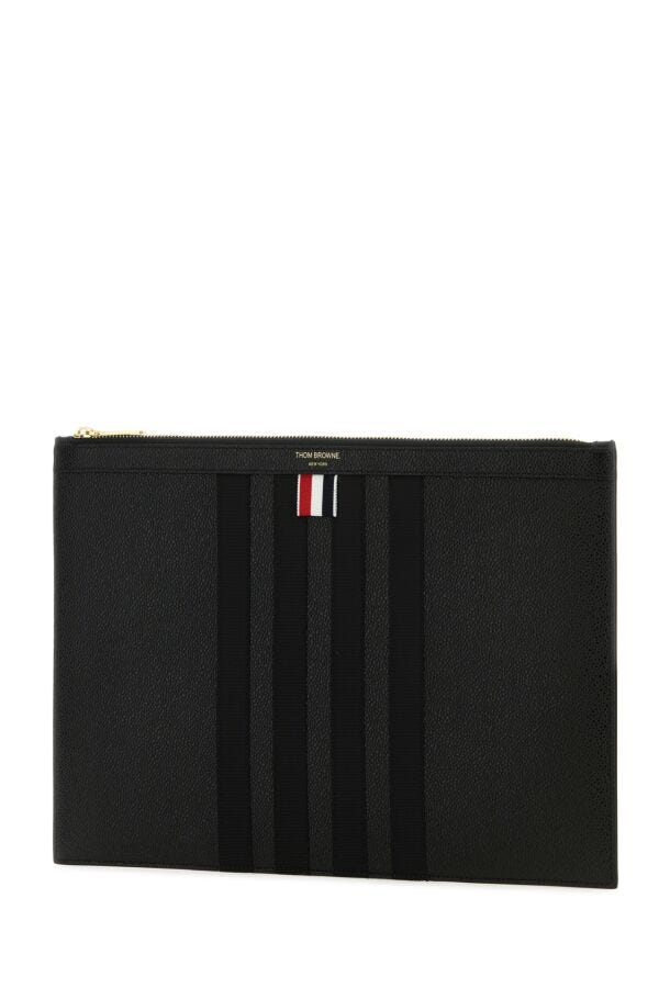 Thom Browne Man Black Leather Clutch