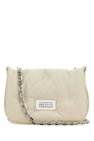 Maison Margiela Woman Chalk Nappa Leather Small Glam Slam Flap Crossbody Bag