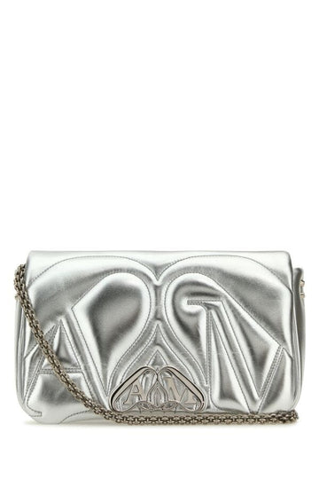 Alexander Mcqueen Woman Silver Leather Small Seal Shoulder Bag