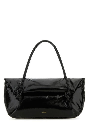 Jil Sander Woman Black Leather Medium Knot Handle Handbag