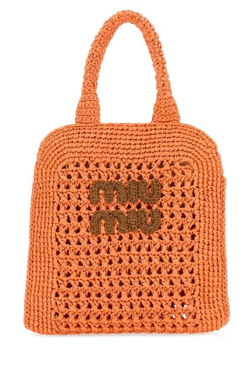 Miu Miu Woman Orange Crochet Handbag