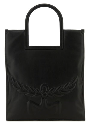 Mcm Woman Black Nappa Leather Aren Shopping Bag