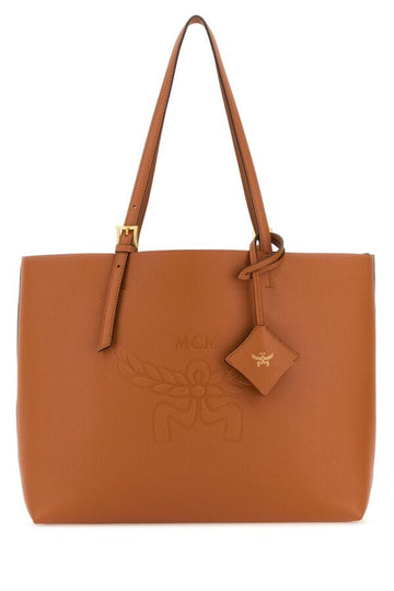 Mcm Woman Caramel Leather Medium Himmel Shopping Bag