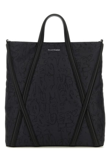 Alexander Mcqueen Man Black Nylon The Harness Shopping Bag