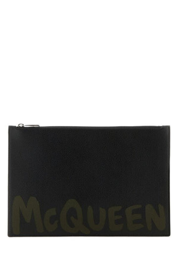 Alexander Mcqueen Man Black Leather Clutch