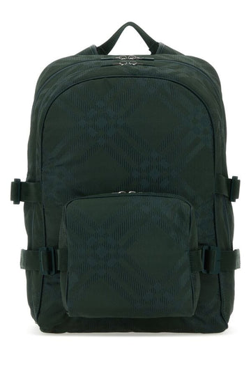 Burberry Man Bottle Green Nylon Blend Check Backpack
