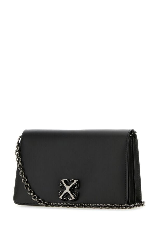 Off White Woman Black Leather Jitney 1.7 Shoulder Bag