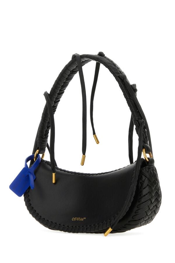 Off White Woman Black Leather Shoulder Bag