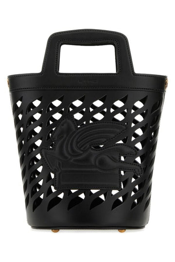 Etro Woman Black Leather Coffa Bucket Bag
