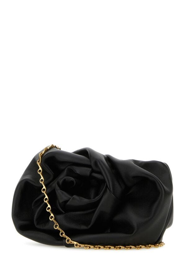 Burberry Woman Black Nappa Leather Rose Clutch