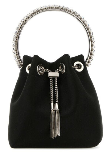 Jimmy Choo Woman Black Satin Bon Bon Bucket Bag