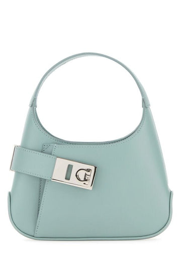 Salvatore Ferragamo Woman Powder Blue Leather Hobo Mini Handbag