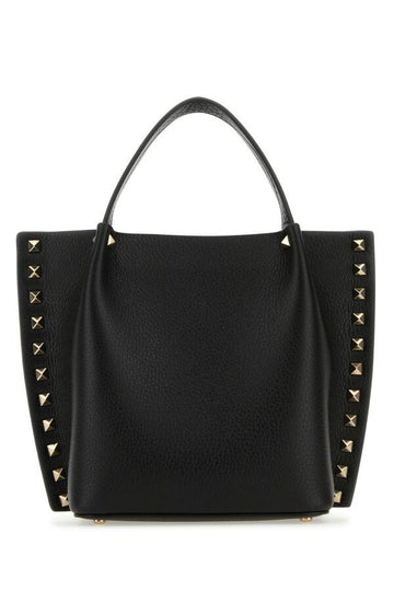 Valentino Garavani Woman Black Leather Rockstud Handbag