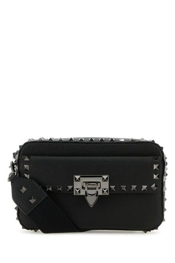Valentino Garavani Woman Black Leather Rockstud Crossbody Bag