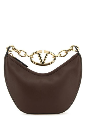 Valentino Garavani Woman Brown Leather Mini Hobo Vlogo Moon Handbag