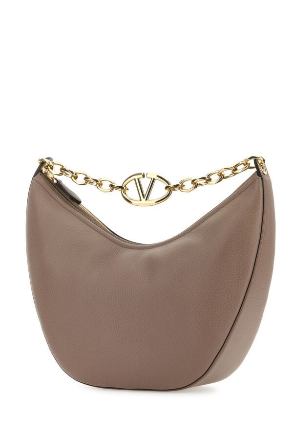Valentino Garavani Woman Antiqued Pink Leather Medium Hobo Vlogo Moon Shoulder Bag